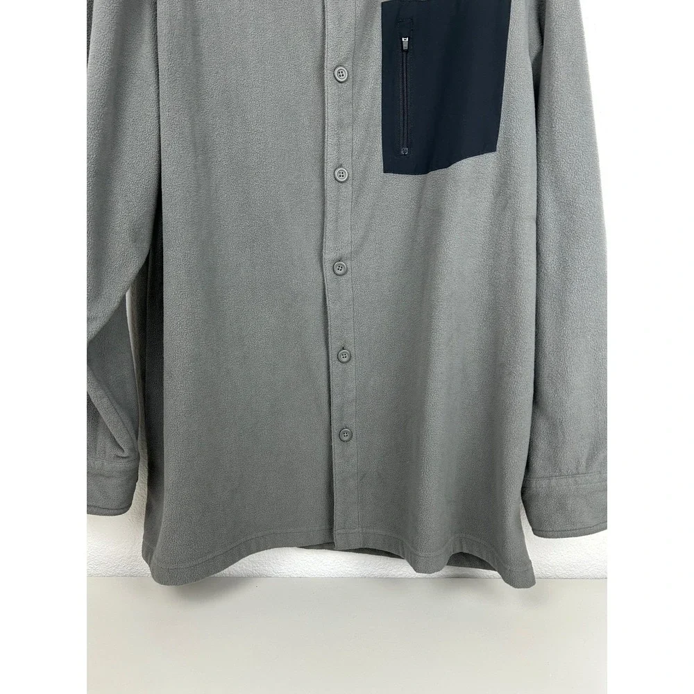 RedHead Gray Fleece Shacket Mens XL‎ Shirt Jacket Long Sleeve Button Up Pocket